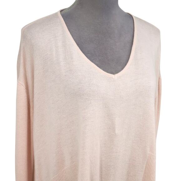 Sen Sweater Womens One Size Pale Pink Lightweight Hi Lo Hem Coastal Lagenlook - Picture 6 of 12